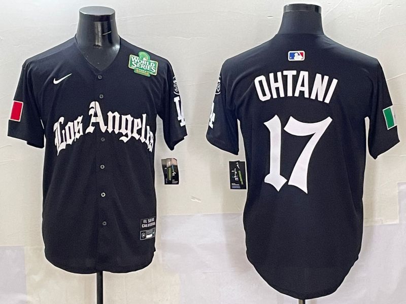 Men Los Angeles Dodgers #17 Ohtani Black Five generations Joint Name 2025 Nike MLB Jersey style 8->los angeles dodgers->MLB Jersey